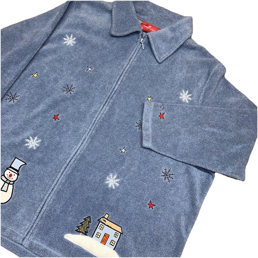 Holiday Lodge North Crest Blue‎ Fleece Zip Up Jacket Winter Holiday Women's 26W